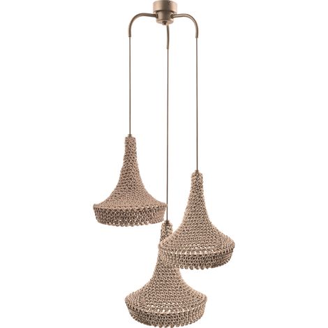 Lampada a sospensione tripla boho crema MAHAKA Shilo (1/2)
