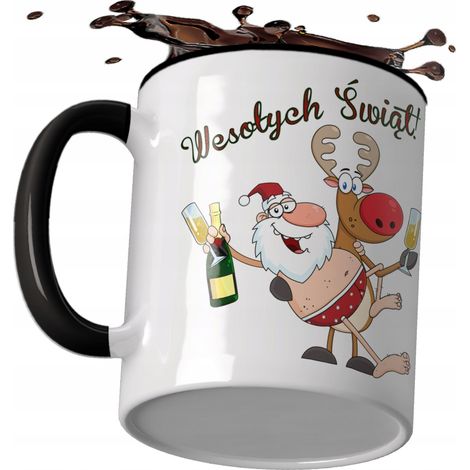 TASSE GESCHENK FÜR WEIHNACHTEN WEIHNACHTSMANN MIT RENTIER WEIHNACHTSMANN RENTIER