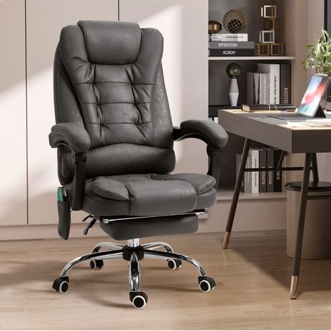 Bürostuhl 65x70x111-119 cm dunkelgrau Polyester mit Massagefunktion, Heizung und Fußstütze (1/5)