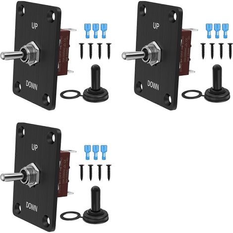 Interrupteur à bascule momentané 3X 30A étanche 12V (marche/arrêt/marche) 3 broches SPDT avec plaque de montage haut/bas pour commande de moteur de camping-car (1/5)