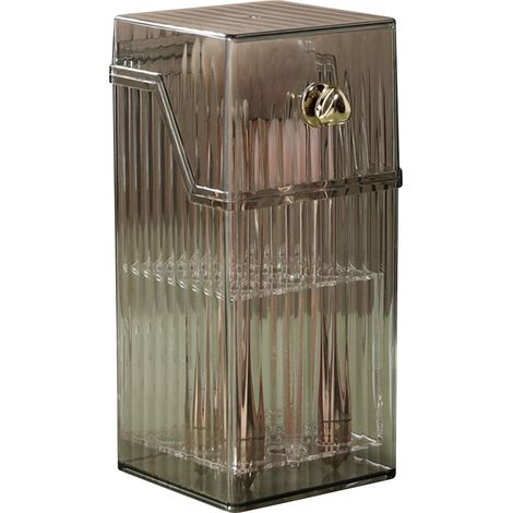 Boîte de rangement pour pinceaux de maquillage – Gris luxe – Boîte anti-poussière pour coiffeuse – Taille unique (1/5)