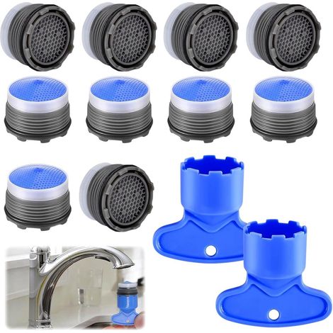 Aeratore per rubinetto - Confezione da 10 - Aeratore M16.5 - Aeratore per risparmio idrico - Filtro per rubinetto - Accessorio per rubinetto - Aeratore con 2 chiavi di miscelazione - Adatto per filtri (1/5)