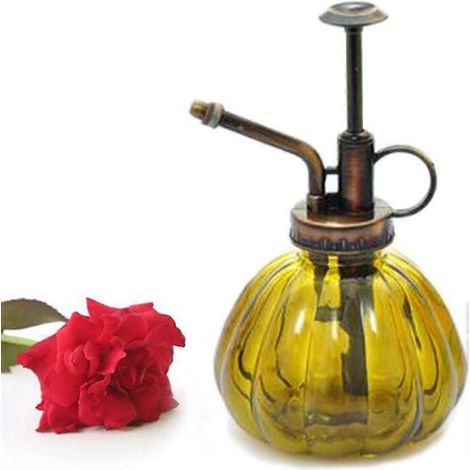 Arrosoir brumisateur vintage en verre et laiton avec pompe intégrée, pour bonsaïs, style rétro (1/5)