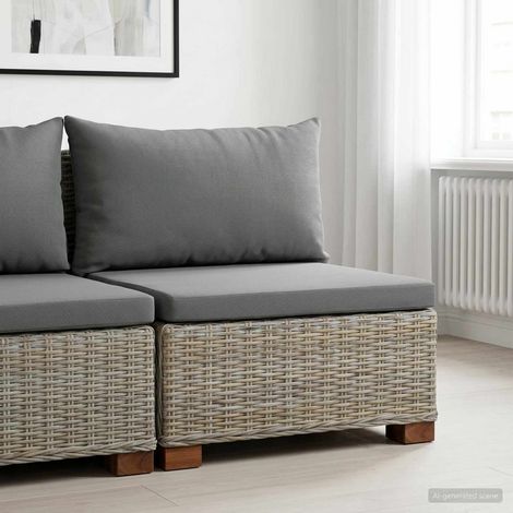 vidaXL Canapé milieu avec coussins GENDT Rotin naturel Gris Kubu (1/5)