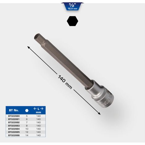 BRILLIANT TOOLS Douille à embout 1/2", longueur 140 mm, 6 mm - BT022881 (1/5)