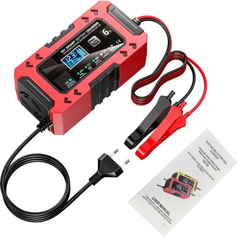 Caricabatterie automatico, desolfatore intelligente per la manutenzione 12V 6A con compensazione della temperatura per batterie di auto, camion, moto e tosaerba.