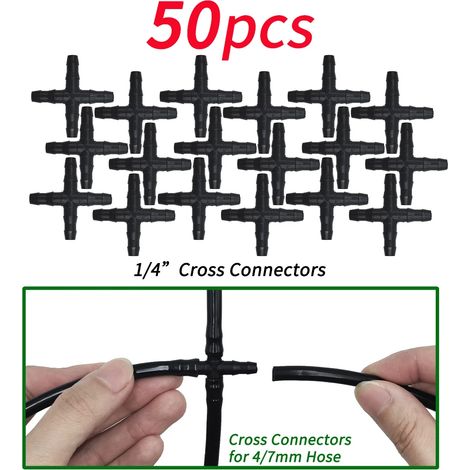 (B-50PCS) Supports de tige fixes à crochet en C de 1/4'' pour tuyau de 4/7 mm, pots de fleurs, système d'irrigation goutte à goutte, serres et serres. (1/4)