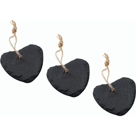 Cœur en ardoise à suspendre avec un ruban de jute, décoration tableau noir en ardoise, décoration murale (cœur de 3,6 cm)