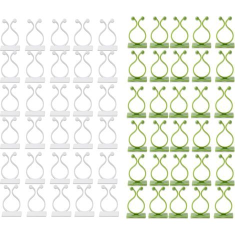 CCYKXA 60-Piece Climbing Plant Clip Supports, Self-Adhesive Wall-Mounted Hooks, Climbing Plant Supports, Climbing Plant Hangers, Home Decoration (White, Green)