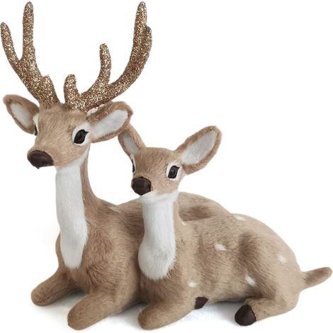 Paire de figurines de cerfs artificiels, décoration de Noël, décoration intérieure (1/5)