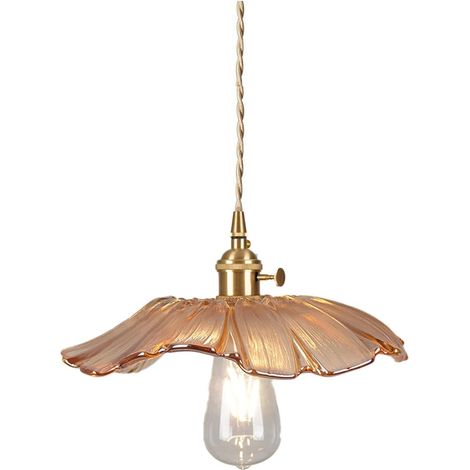 Lámpara de araña moderna de cristal transparente, de 280 mm de diámetro, con pantalla floral (amarilla), ideal para casas de campo. (1/5)