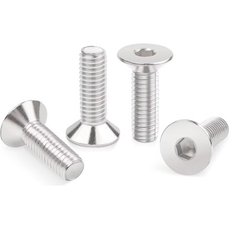 100 pezzi di viti a testa svasata con esagono incassato M3x25mm, bullone in acciaio inossidabile DIN7991/ISO10642 esagonale in acciaio inossidabile A2 V2A, filettatura cilindrica metrica con incavo es (1/5)