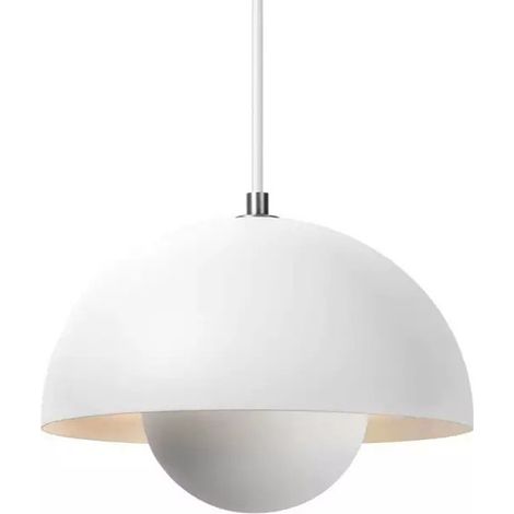 Lustre, suspension moderne, plafonnier suspendu avec ampoule, luminaires de décoration intérieure, lumière blanche, 23 cm (blanc) (1/5)