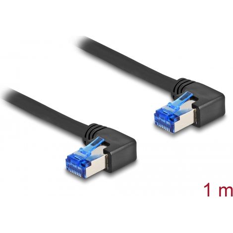 Delock Cable de red RJ45 Cat.6A S/FTP acodado a la derecha 1 m negro