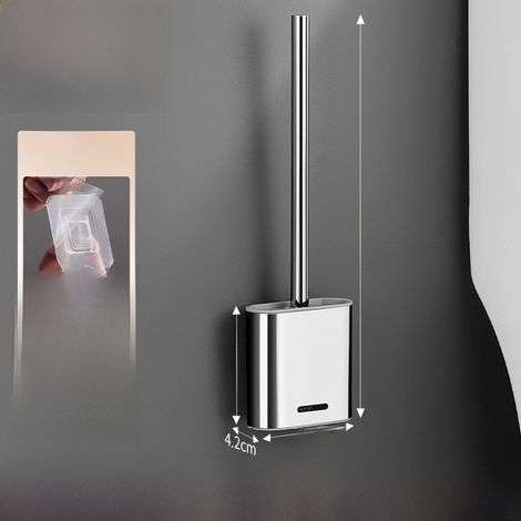 Toilettenbürste aus Edelstahl 304 für den Heimgebrauch, erreicht mühelos alle Ecken, zur Wandmontage im Badezimmer, kein Bohren erforderlich (leichte Toilettenbürste [1 Stück]) (1/5)