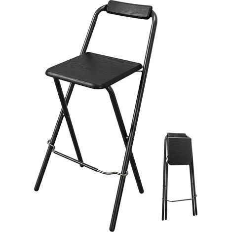 Barhocker klappbar schwarz Belastbarkeit bis 110 kg - 95 x 50 cm - Holz Tresenhocker faltbar mit Holz Sitzfläche und Klappsicherung