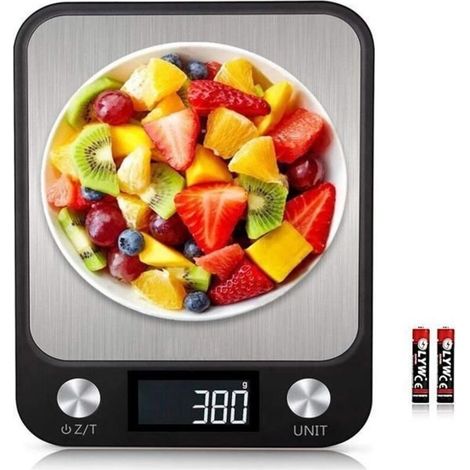 (Black) Electronic Kitchen Scale, 15kg/1g Precision - Backlit LED Display - 7 Units - Food, Kitchen, and Baking Scale (1/5)