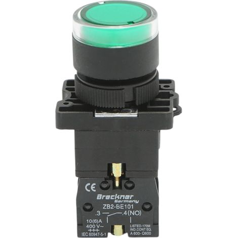 Pulsante indicatore LED verde con resistenza integrata 1NO, 220V, LAY5 Breckner Germany (1/5)