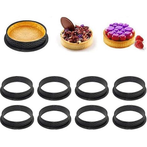 Moule à gâteau perforé, cercle à mousse rond, ensemble de moules à tartelettes rondes (1/5)