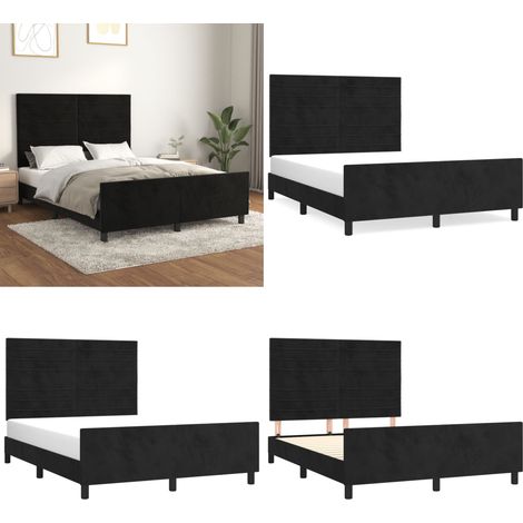 Bettgestell ohne Matratze Schwarz 140x190 cm Samt - Samtbettwäsche - Doppelbett - Boxspringbett - Lattenrost - Hochbett - Home & Living