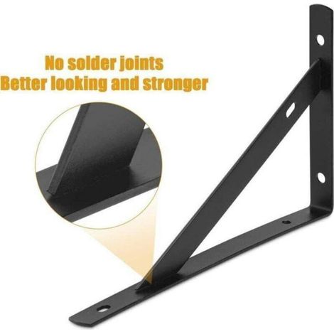 Equerres Etageres Murale - Métal Noir - Support Triangulaire 90° - Charge Lourde - Pour Cadre Flottant - 15 x 9,5 cm - 6 Pièces (1/5)