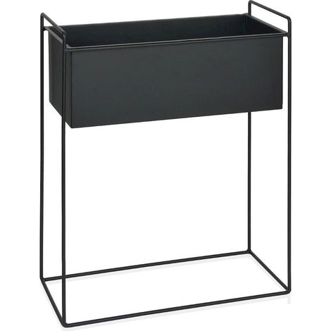 Jardinière sur pied en métal noir élégante pour intérieur moderne - noir mat élégant (1/5)