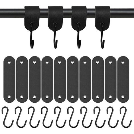 10 S-Haken aus Leder und Edelstahl, hohe Tragkraft, zum Aufhängen von Handtüchern und Kleidung, für Küche, Bad und Garten (1/5)