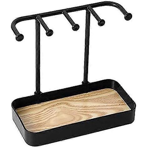 Présentoir à bijoux, porte-colliers avec plateau en bois, support de rangement pour bijoux (1/5)