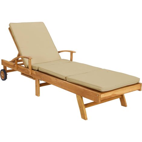 Sun Lounger 100% Polyester Solid-Teak vidaXL