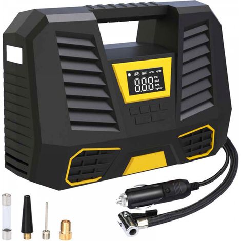 Compresseur à Air Portatif,150 PSI Gonfleur Pneus Voiture,3x2000mAh Mini Compresseur Pneu 12V,Pompe Pneus avec écran LCD Numérique Lampe LED,Compresseur Electrique pour Voiture Velo Moto (1/5)