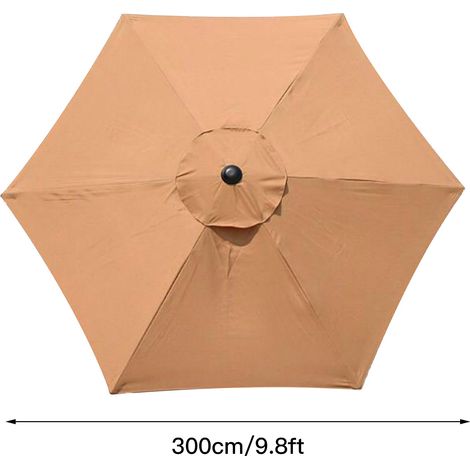 2 Stück Ersatz-Sonnenschirmbezüge, beige, 3 m (9,8 Fuß), 6 Streben, für Terrasse, Garten oder Balkon (1/5)