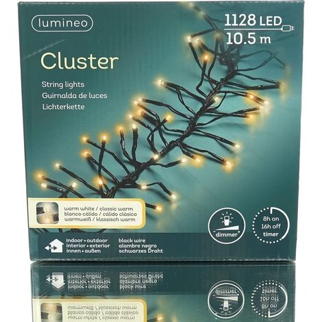 Lumineo LED Lichterkette Cluster schwarz 10,5 Meter 1128 Lichter - warmweiß / klassisch warm (1/5)