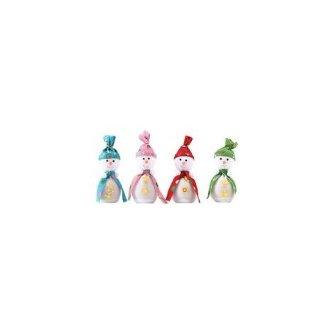 Lot de 4 sacs-cadeaux Noël avec cordon, motif bonhomme de neige, 4 couleurs –