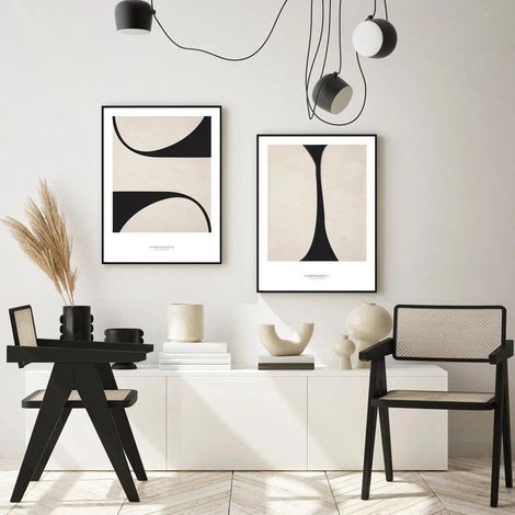Ensemble de 2 impressions (20×30cm) sans cadre, peintures sur toile de style abstrait simple, décoration pour chambre ou salon, peinture aérographe HD (1/5)