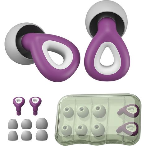 pares de tapones para los oídos, de silicona suave, con reducción de ruido, reutilizables, para dormir, trabajar y viajar. (1/5)