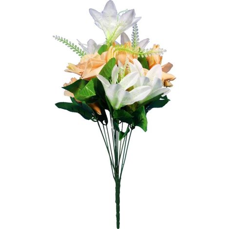 Strauß aus 12 Blumen, Rosen- und Lilienmischung, lachsweiß (1/2)