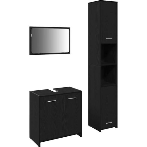 vidaXL Ensemble de mobilier de salle de bain 3 pc Chêne noir (1/5)