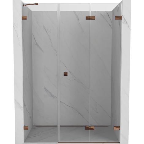 Mexen Lunar-F porta doccia pieghevole destra 135 cm, trasparente, oro rosa - 836S-135-050-60-00-P (1/5)