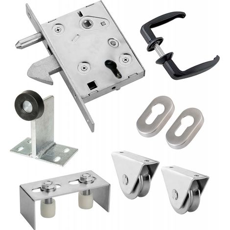 Estebro – Kit complet portail coulissant roue acier inoxydable AISI 304 Ø80x20mm – Charge maximale 655 kg – Serrure à crochet incluse (1/5)