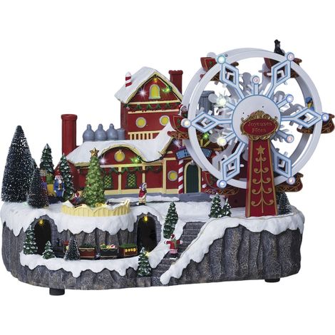 Fééric Lights And Christmas – Village de Noël animé avec train lumineux – Dimensions 43x27x31,5 cm – Poids 3,13 kg – 51 LED multicolores pour ambiance festive (1/5)