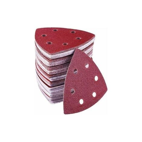 Pack de 72 triangles de ponçage - 6 trous - 90 x 90 x 90 mm - Grain 40/60/80/120/180/240 - Triangles de ponçage pour ponçage et polissage (1/5)