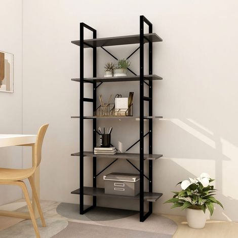 vidaXL Libreria a 5 Ripiani Grigia 80x30x175 cm in Legno di Pino (1/5)