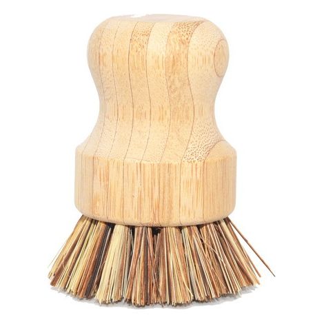 Nettoyeur à récurer 10 cm avec brosses de nettoyage en bois et manche court en sisal et bambou (1/3)
