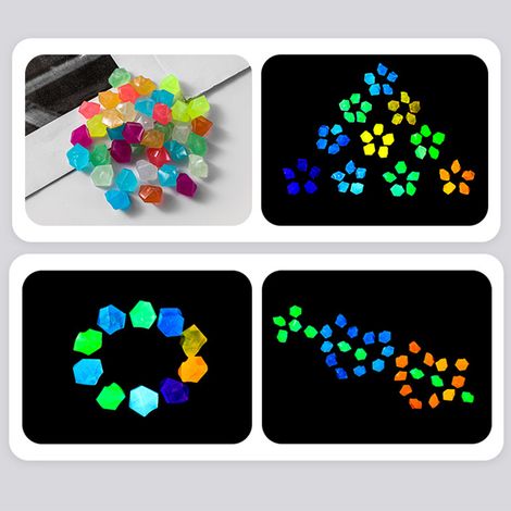 Pierres fluorescentes en forme de diamant qui brillent dans la nuit, décoration pour aquarium, paysage aquatique, extérieur, cour, jardin, passerelle (1/5)