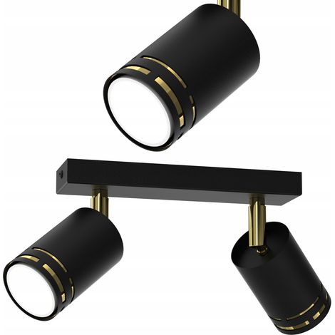 Deckenleuchte, schwarz-golden, beweglich, LED GU10, polnischer Spot-Reflektor (1/5)