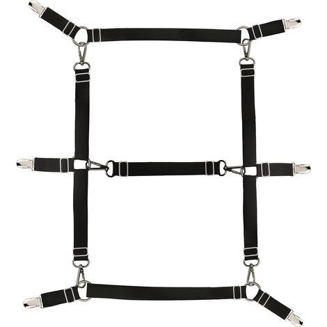 Drap de lit Attaches, Attache Drap Housse, Tendeur Drap pour Tous Les Matelas Ronds et Carrés (Noir) (1/5)