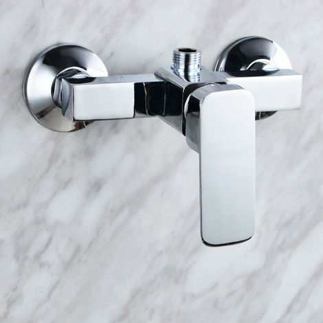 Robinet de douche mural moderne chromé avec mitigeur de douche pour eau froide et chaude (1/4)