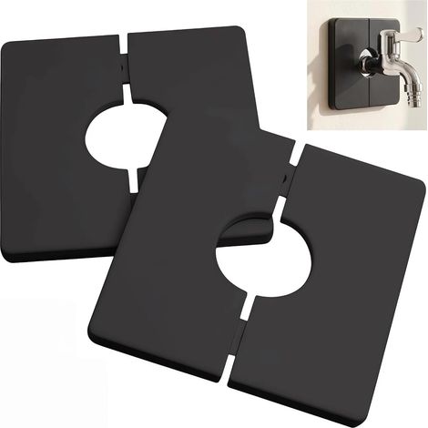 2 x Wall Pipe Covers, Shower Mixer Taps, Square Pipe Covers, PVC Plastic Stickers Used to Cover Electric Wires, Taps, Hoses and Holes in Walls (28 mm) (1/5)