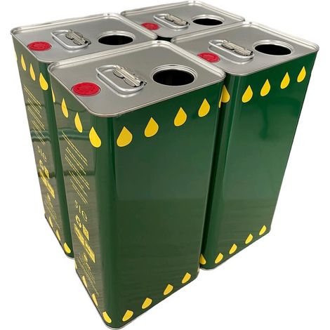 Lattine Rettangolare 5 Litri per Olio Extravergine Doppio Tappo Conf. 4 Pezzi