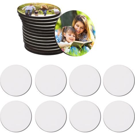 16 Pièces Aimants de Sublimation Blanc, 5x5cm Aimants Réfrigérateur pour Tableau Blanc, Bureau, Calendrier, Cuisine, Maison, Décoration Murale, Ronde (1/5)
